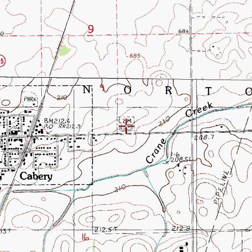 Topographic Map of Mount Hope Cemetery, IL