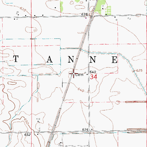 Topographic Map of Old Baptist Cemetery, IL