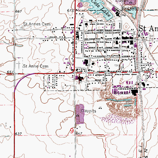 Topographic Map of Saint Anne Community High School, IL