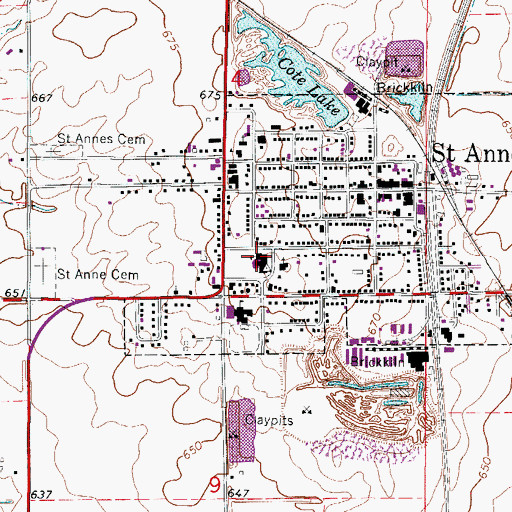 Topographic Map of Saint Anne Elementary School, IL