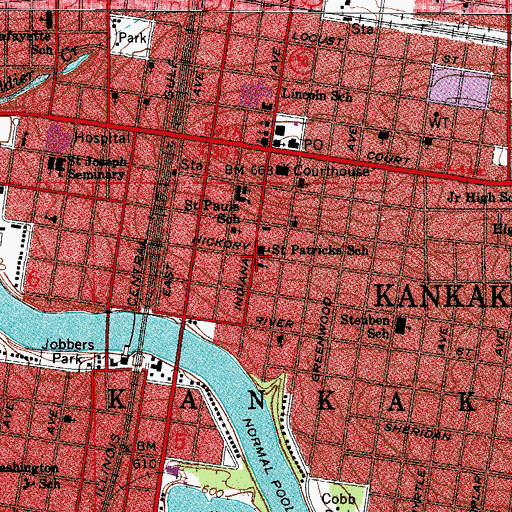 Topographic Map of Saint Patricks Roman Catholic Church, IL