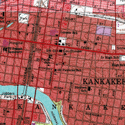 Topographic Map of Saint Pauls Episcopal Church, IL