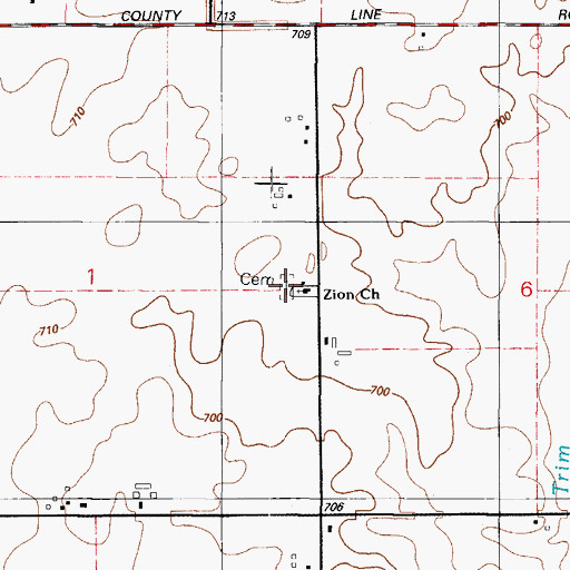 Topographic Map of Saint Paul Lutheran Cemetery, IL