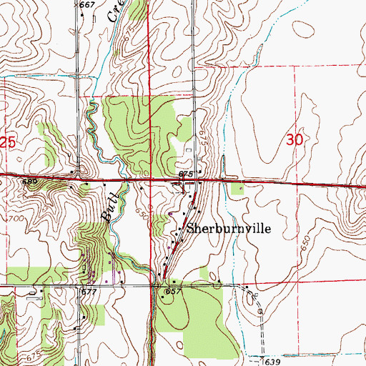 Topographic Map of Scherburnville Christian Cemetery, IL