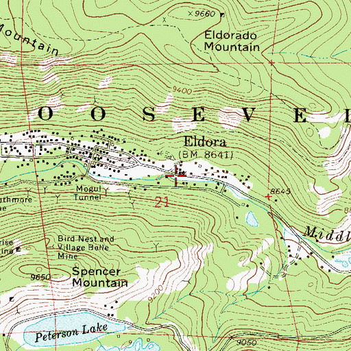 Topographic Map of Eldora, CO