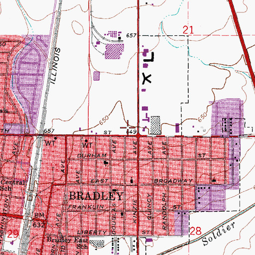 Topographic Map of Village Square Shopping Center, IL