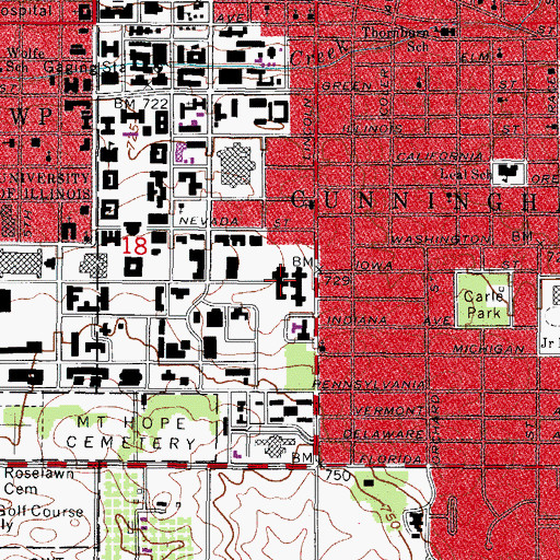 Topographic Map of Allen Hall, IL
