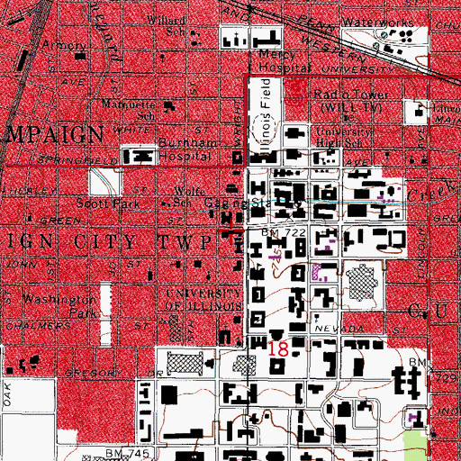 Topographic Map of Arcade Building, IL