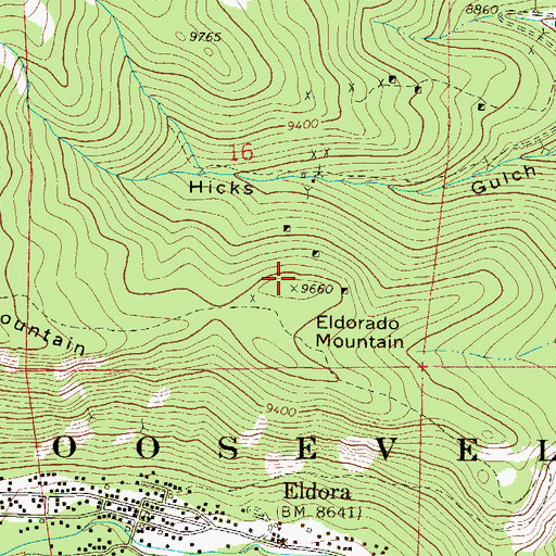 Topographic Map of Eldorado Mountain, CO