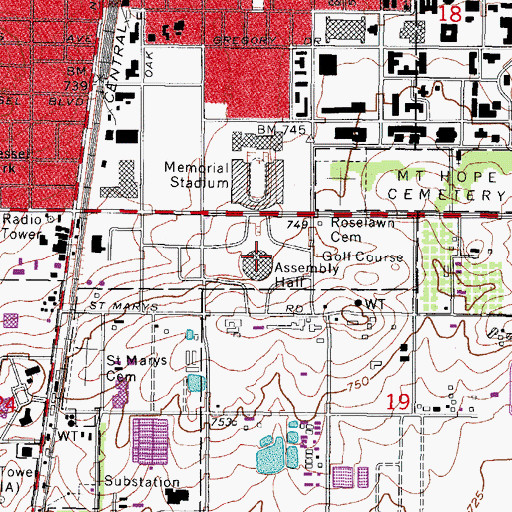 Topographic Map of Assembly Hall, IL