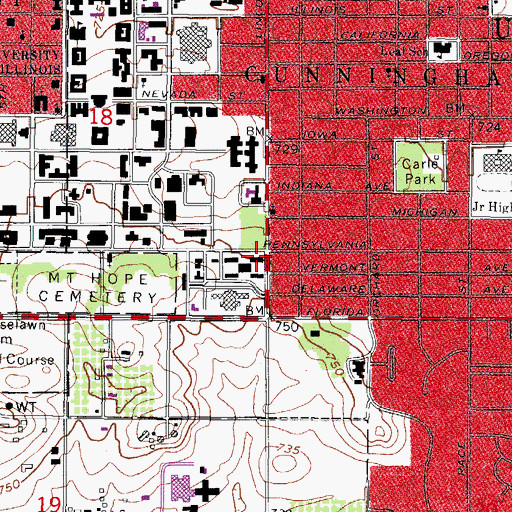 Topographic Map of Blaisdell Hall, IL