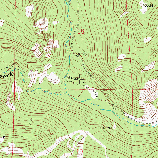 Topographic Map of Hessie (historical), CO