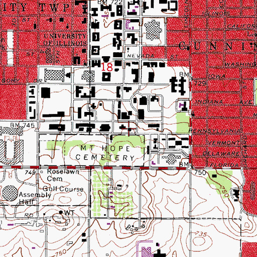 Topographic Map of Burnsides Research Laboratory, IL