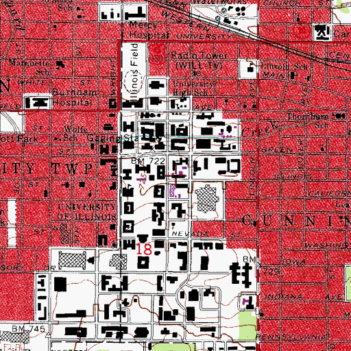 Topographic Map of Burrill Hall, IL