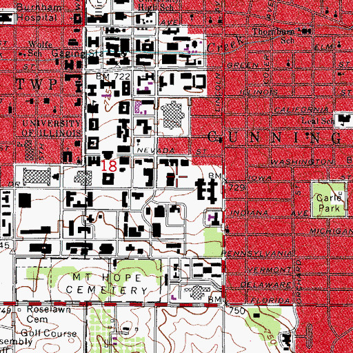Topographic Map of Campus Recreation Center East, IL