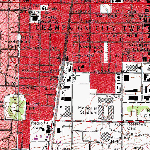 Topographic Map of Campus Recreation Outdoor Center, IL