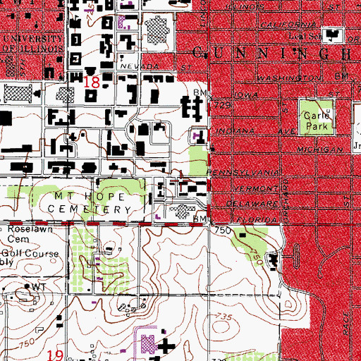 Topographic Map of Carr Hall, IL