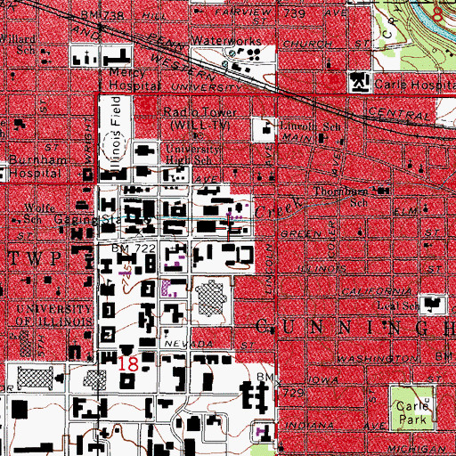 Topographic Map of Daniels Hall, IL