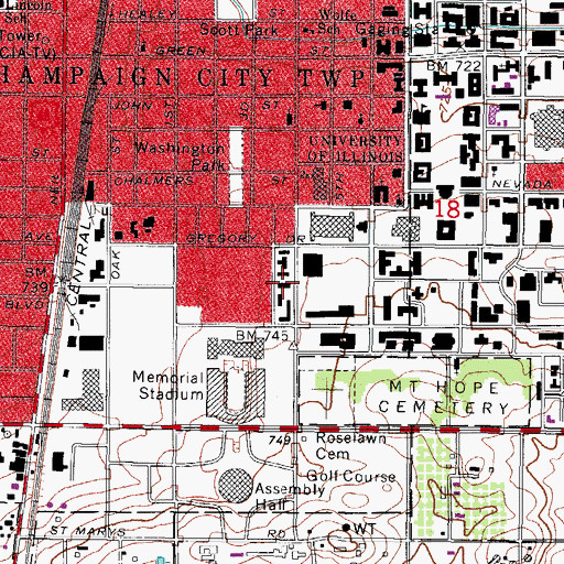 Topographic Map of Flagg Hall, IL