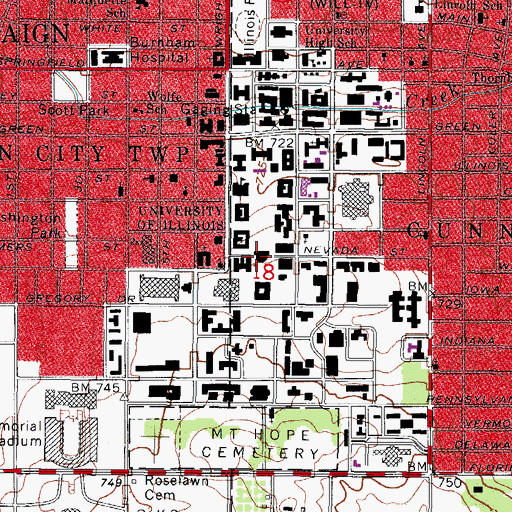 Topographic Map of Foellinger Auditorium, IL
