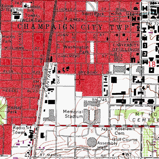 Topographic Map of Forbes Hall, IL