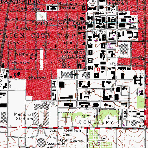 Topographic Map of Harding Band Building, IL