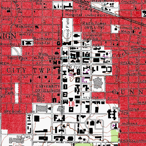 Topographic Map of Harker Hall, IL