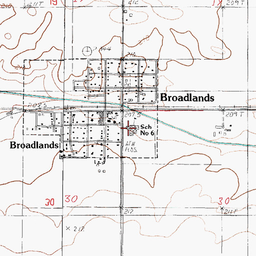 Topographic Map of Heritage Elementary School-Broadlands, IL