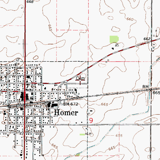 Topographic Map of Homer Grand Army of the Republic Cemetery, IL