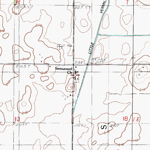 Topographic Map of Immanuel Lutheran Cemetery, IL
