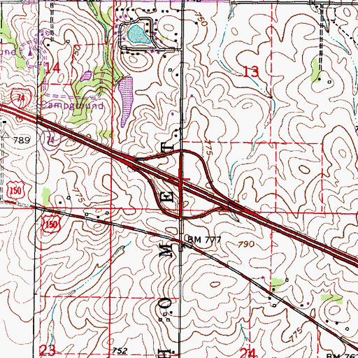 Topographic Map of Interchange 174, IL