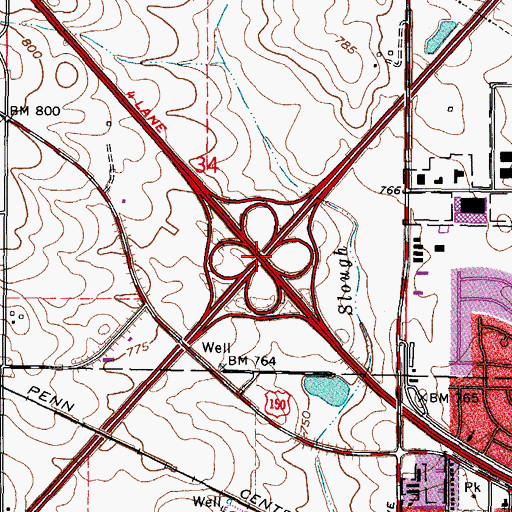Topographic Map of Interchange 179, IL