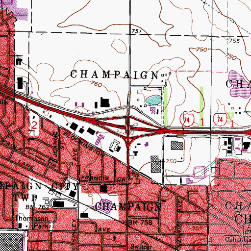Topographic Map of Interchange 181, IL