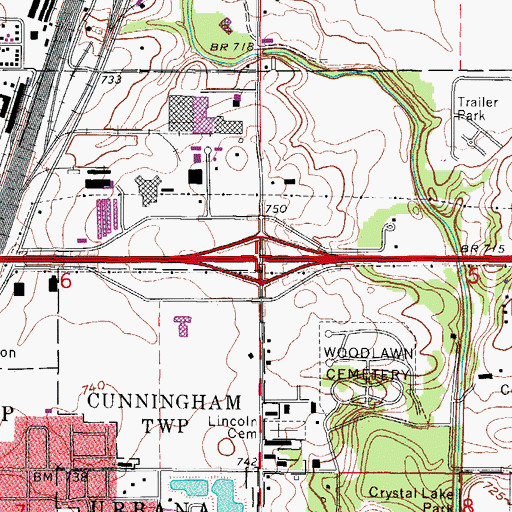 Topographic Map of Interchange 183, IL