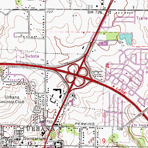 Topographic Map of Interchange 184, IL