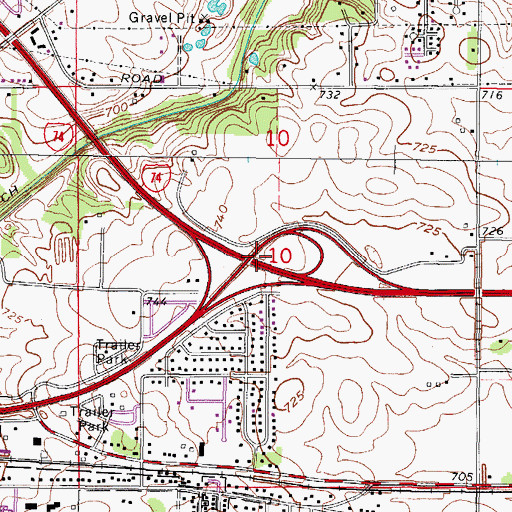 Topographic Map of Interchange 185, IL