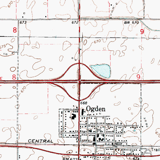 Topographic Map of Interchange 197, IL