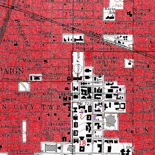 Topographic Map of Kenney Gymnasium, IL