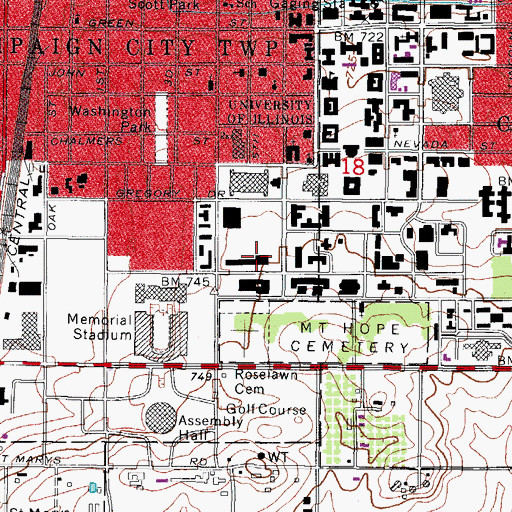 Topographic Map of Krannert Art Museum, IL