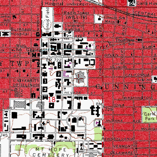 Topographic Map of Krannert Center for the Performing Arts, IL