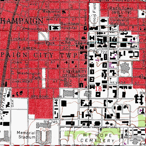 Topographic Map of La Casa Cultural Latina, IL