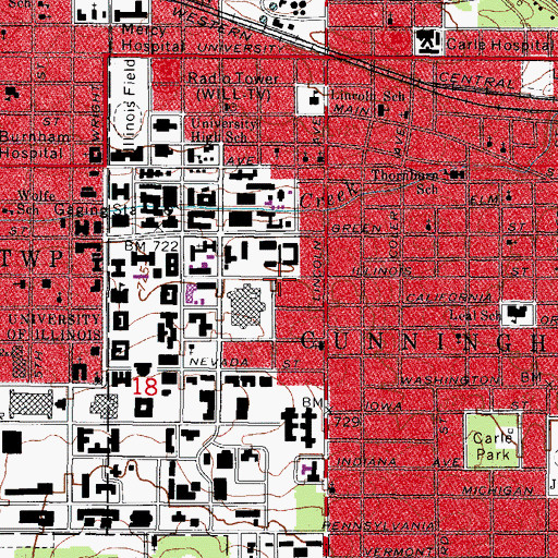 Topographic Map of Levis Faculty Center, IL