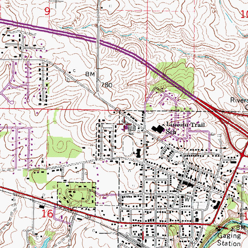 Topographic Map of Mohomet-Seymour High School, IL