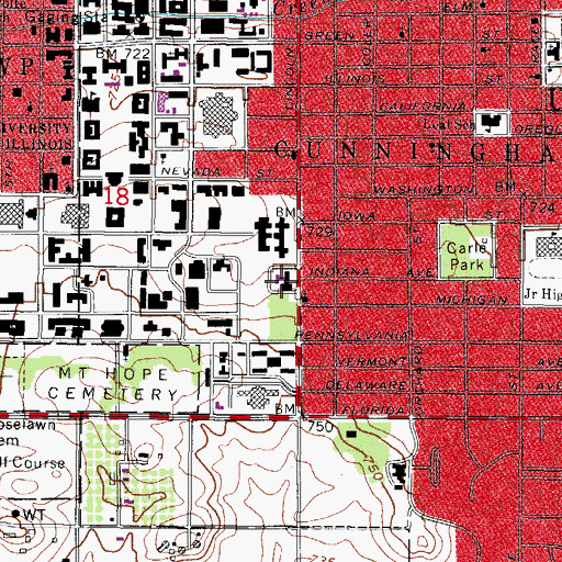 Topographic Map of McKinley Health Center, IL