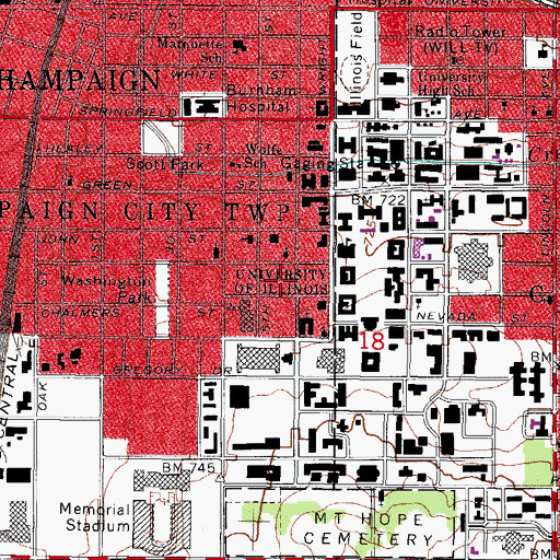 Topographic Map of Merriam Laboratory, IL