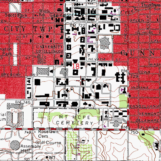 Topographic Map of Mumford Hall, IL