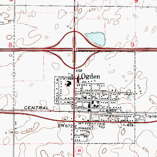 Topographic Map of Ogden Elementary School, IL