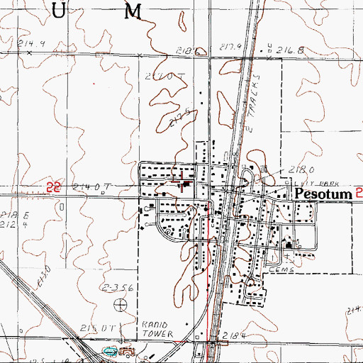 Topographic Map of Pesotum Grade School, IL