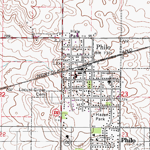 Topographic Map of Philo Grade School, IL
