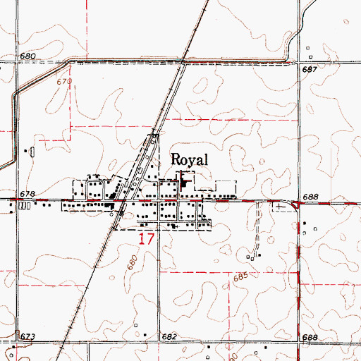 Topographic Map of Royal Elementary School, IL
